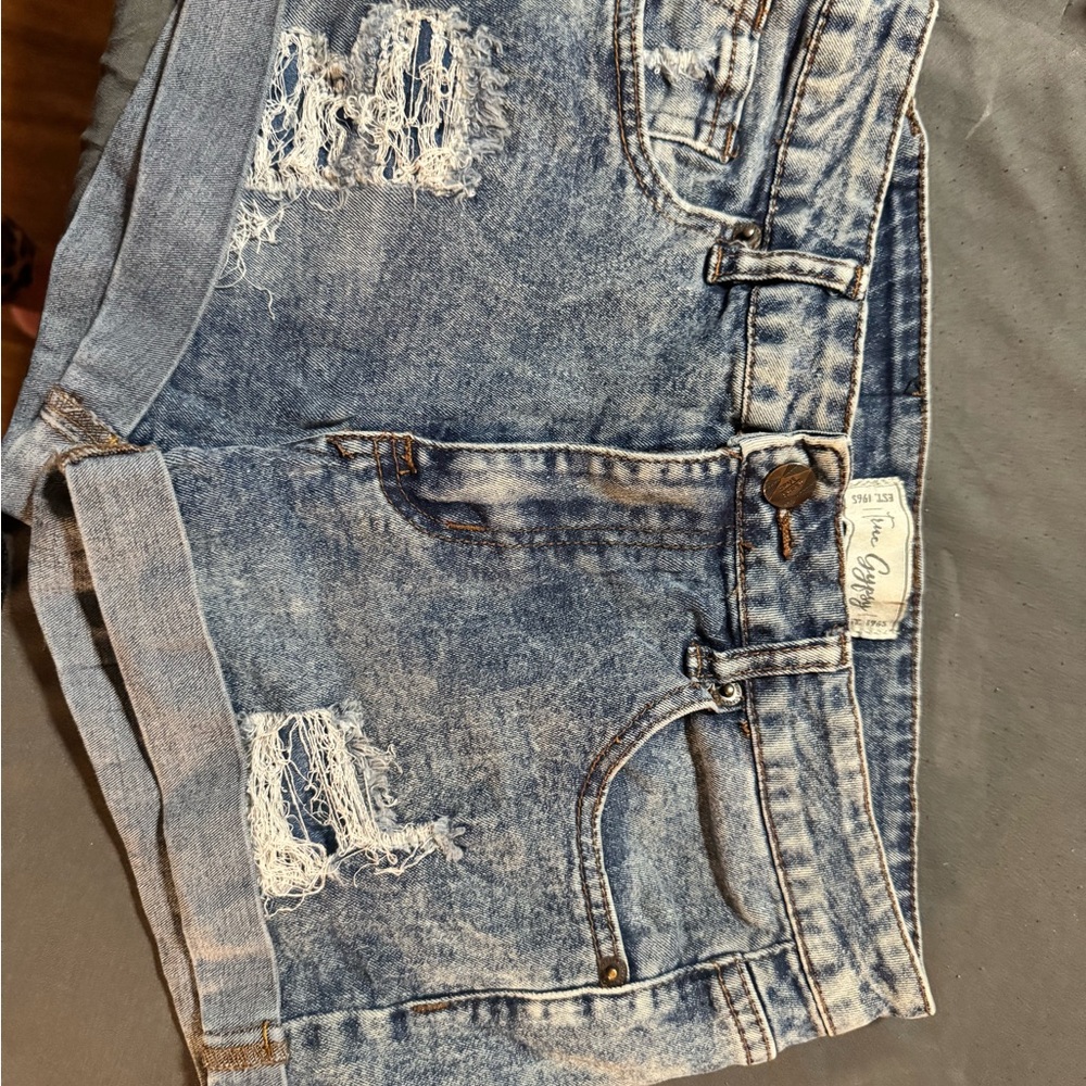 True Gypsy Jean Shorts Distressed